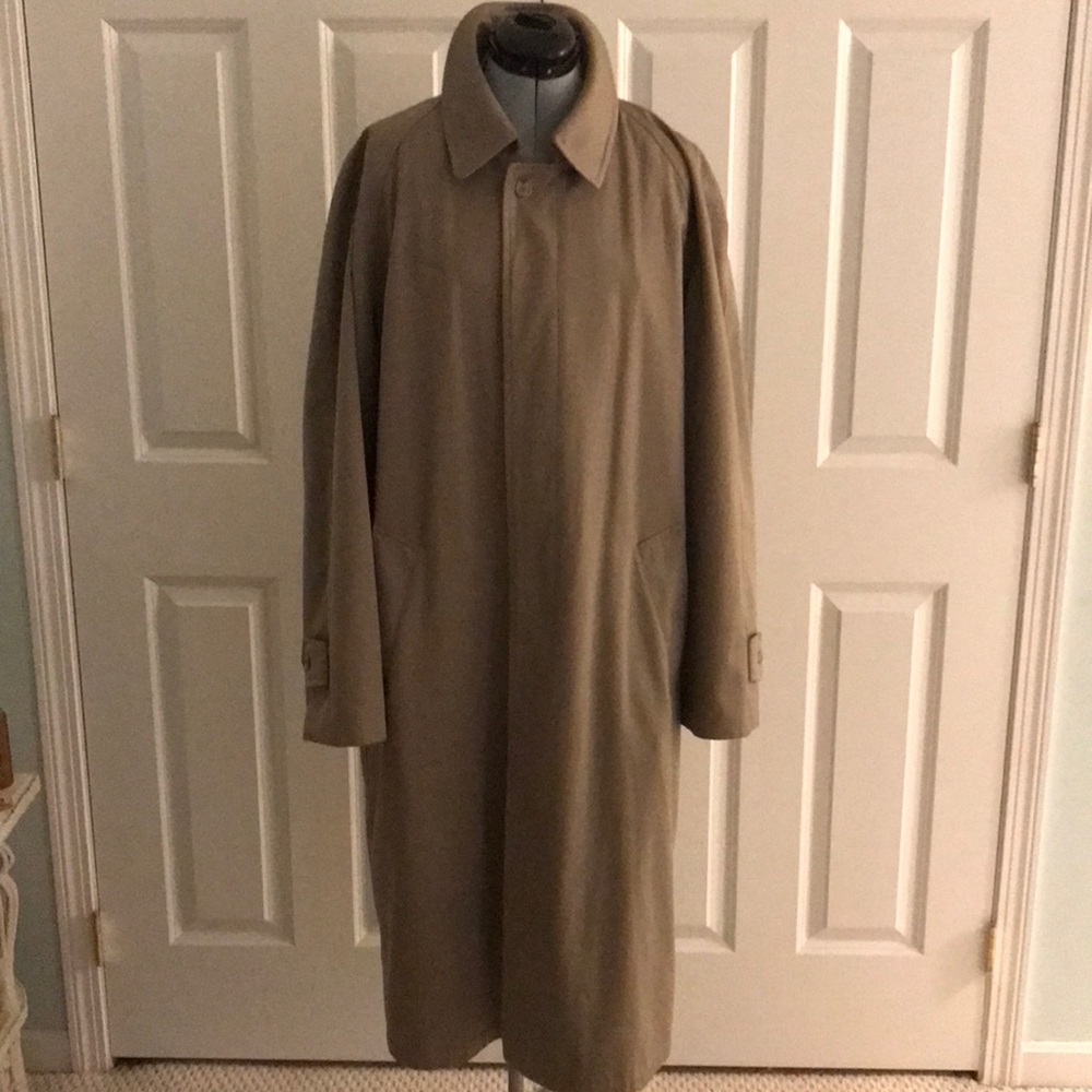 Jos. A. Bank Classic Tan Trench Coat with Removable Wool Lining 42 L